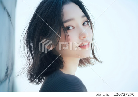 セーターを着た美しい女性モデル「AI生成画像」 120727270