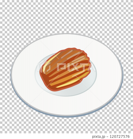 皿に乗ったマドレーヌのイラスト 120727576