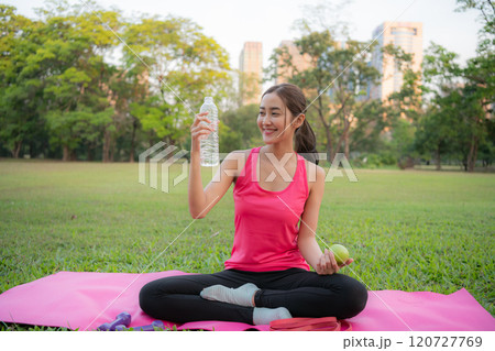 Active woman enjoying healthy lifestyle outdoors. 120727769