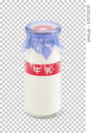 牛奶牛奶瓶插畫真實 120728335