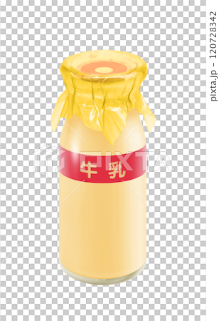 フルーツ牛乳 牛乳瓶 イラスト リアル 120728342