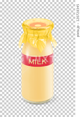 フルーツ牛乳 牛乳瓶 イラスト リアル 120728345