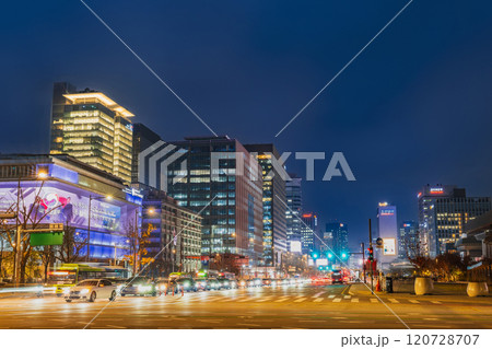 ソウル 世宗大路 夜景 ソウル 世宗大路 夜景 120728707