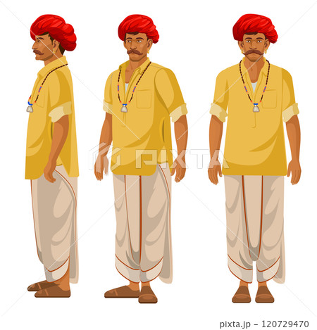 Indian village man turnaround illustration for animation and your all designs Indian village man turnaround illustration for animation and your all designs 120729470