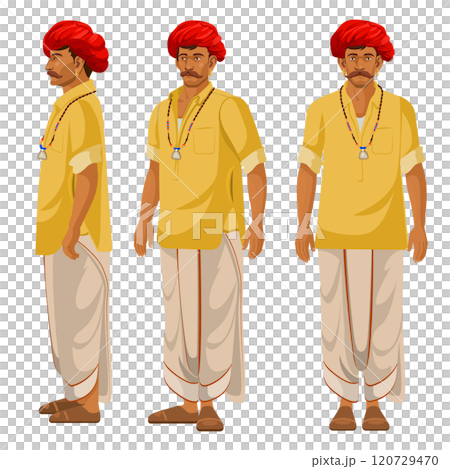 Indian village man turnaround illustration for animation and your all designs Indian village man turnaround illustration for animation and your all designs 120729470