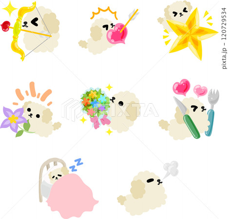 かわいいトイプードルの表情が詰まったアイコンセットです。 かわいいトイプードルの表情が詰まったアイコンセットです。 120729534