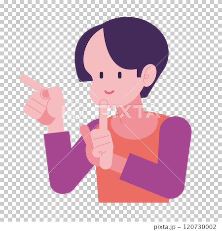 Illustration of a woman pointing at something 120730002