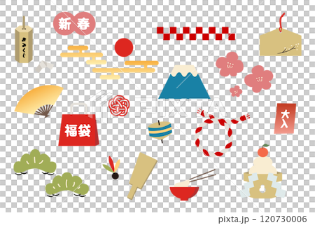 お正月のイラストセット素材 120730006