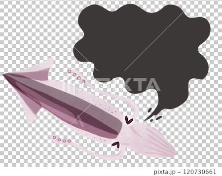 墨を吐くイカ 水彩風手描きイラスト 墨を吐くイカ 水彩風手描きイラスト 120730661