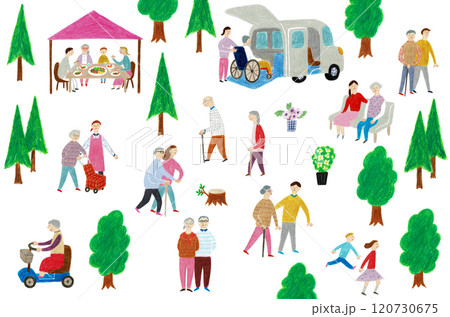 手描きイラスト　老後と介護 120730675