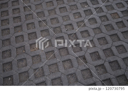 The visually striking Geometric Paved Surface featuring unique Square Patterns is remarkable The visually striking Geometric Paved Surface featuring unique Square Patterns is remarkable 120730795