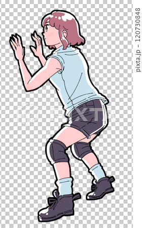 一個女孩看著對手的攻擊並準備好格擋的插圖 120730848