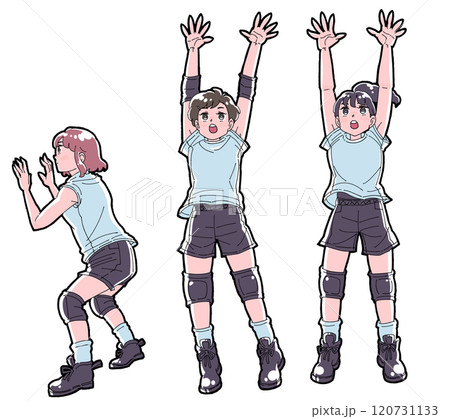ブロックをする女の子のイラストセット 120731133