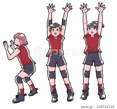 ブロックをする女の子のイラストセット ブロックをする女の子のイラストセット 120731134