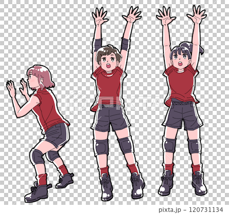 ブロックをする女の子のイラストセット ブロックをする女の子のイラストセット 120731134