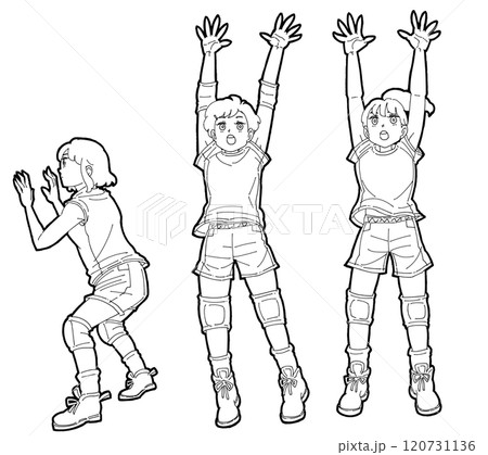 ブロックをする女の子のイラストセット ブロックをする女の子のイラストセット 120731136