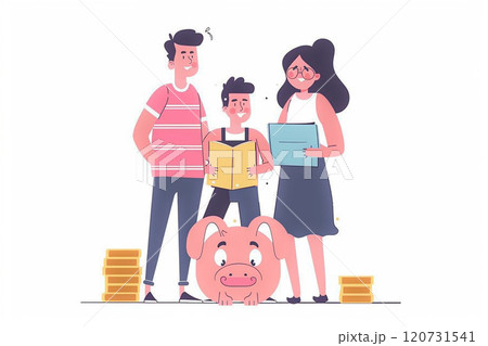 Couples planning family budget, financial management, flat vector illustration 120731541