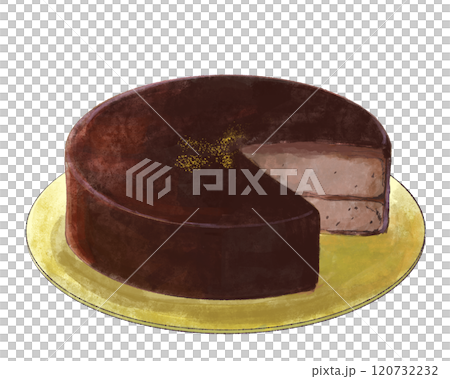 Illustration of a Sachertorte (cross section) on a plate 120732232