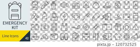 與防災用品相關的圖標集 與防災用品相關的圖標集 120732525