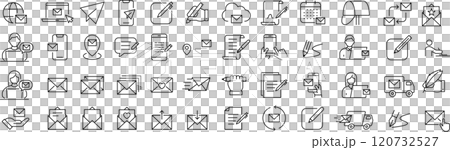 ベクターでモノクロのメールと手紙に関する線画アイコンセット ベクターでモノクロのメールと手紙に関する線画アイコンセット 120732527