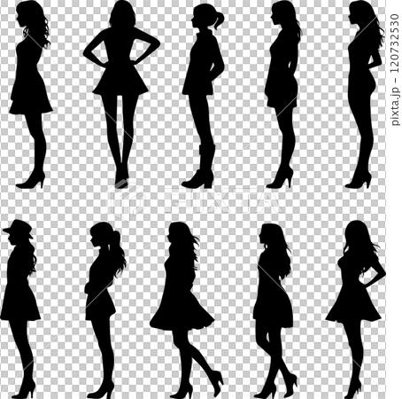 Female full body silhouette set 120732530