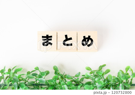 まとめ 文字ブロック 白背景と植物 120732800