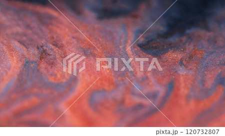 Bubble flow texture. Glitter moisture fluid. Blur fluorescent red color gradient shiny paint flood wave on dark abstract art background. Bubble flow texture. Glitter moisture fluid. Blur fluorescent red color gradient shiny paint flood wave on dark abstract art background. 120732807