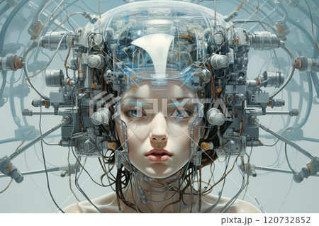 The android's head takes on a human-like...のイラスト素材 [120732852] - PIXTA