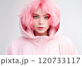 Portrait of a young woman with pink hair 120733117