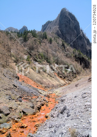 蛇堀川地獄谷から望む浅間山外輪山の牙山 蛇堀川地獄谷から望む浅間山外輪山の牙山 120734028