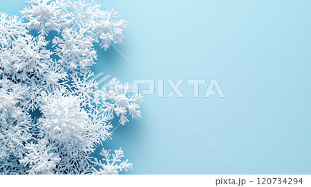 冬の雪の結晶と青のクリスマス装飾	 冬の雪の結晶と青のクリスマス装飾	 120734294