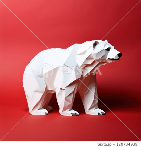 the AI Image Generator,, Stylish Paper Cutout Polar Bear 120734939