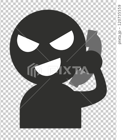 悪人の詐欺師が電話で犯罪を犯すイラスト 120735559