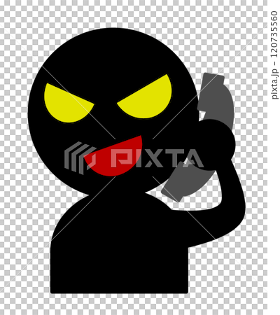 悪人の詐欺師が電話で犯罪を犯すイラスト 120735560