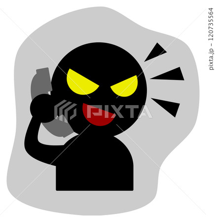 悪人の詐欺師が電話で犯罪を犯すイラスト 120735564