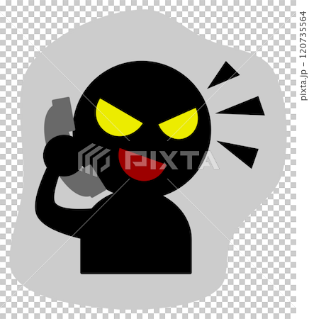 悪人の詐欺師が電話で犯罪を犯すイラスト 120735564