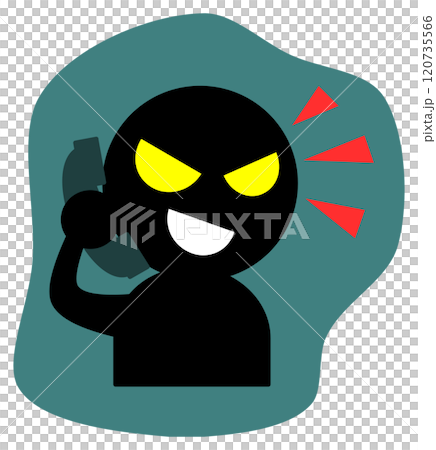 悪人の詐欺師が電話で犯罪を犯すイラスト 120735566