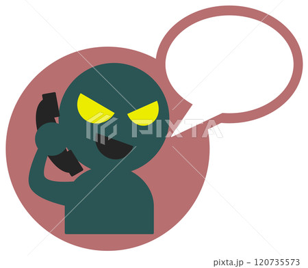 悪人の詐欺師が電話で犯罪を犯すイラスト 120735573