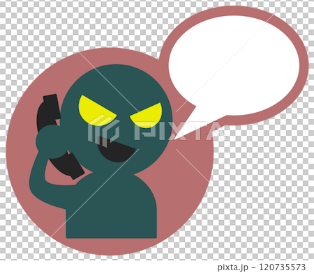 悪人の詐欺師が電話で犯罪を犯すイラスト 120735573