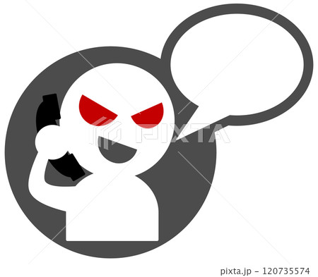 悪人の詐欺師が電話で犯罪を犯すイラスト 120735574