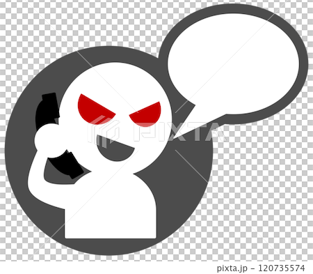 悪人の詐欺師が電話で犯罪を犯すイラスト 120735574
