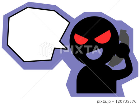 悪人の詐欺師が電話で犯罪を犯すイラスト 悪人の詐欺師が電話で犯罪を犯すイラスト 120735576