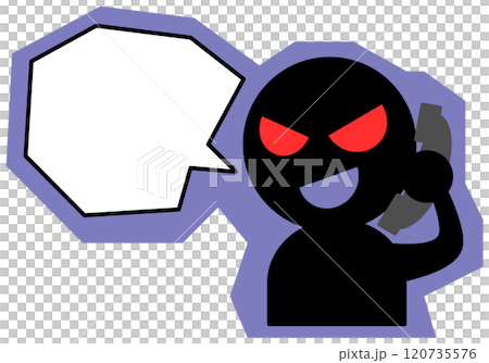 悪人の詐欺師が電話で犯罪を犯すイラスト 悪人の詐欺師が電話で犯罪を犯すイラスト 120735576