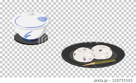 お茶と豆大福のイラスト 120735583