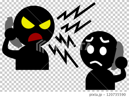 悪人の詐欺師が電話で人を騙して犯罪を犯すイラスト 120735590