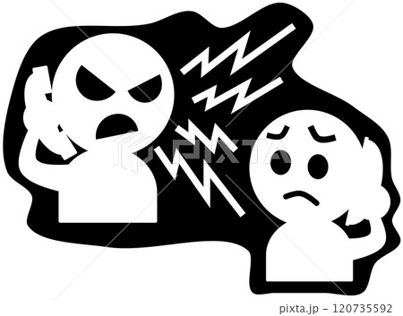 悪人の詐欺師が電話で人を騙して犯罪を犯すイラスト 120735592