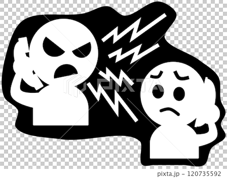 悪人の詐欺師が電話で人を騙して犯罪を犯すイラスト 120735592