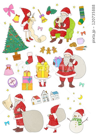 かわいいクリスマス　イラストセット 120735888