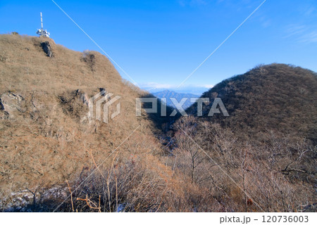 榛名山の二ッ岳孫岳から望む雄岳と雌岳 120736003