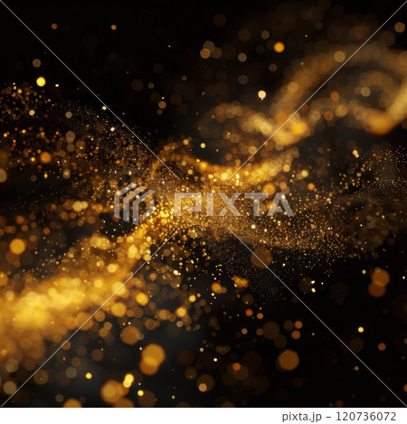 Abstract Swirling Golden Glitter on Black Background Abstract Swirling Golden Glitter on Black Background 120736072